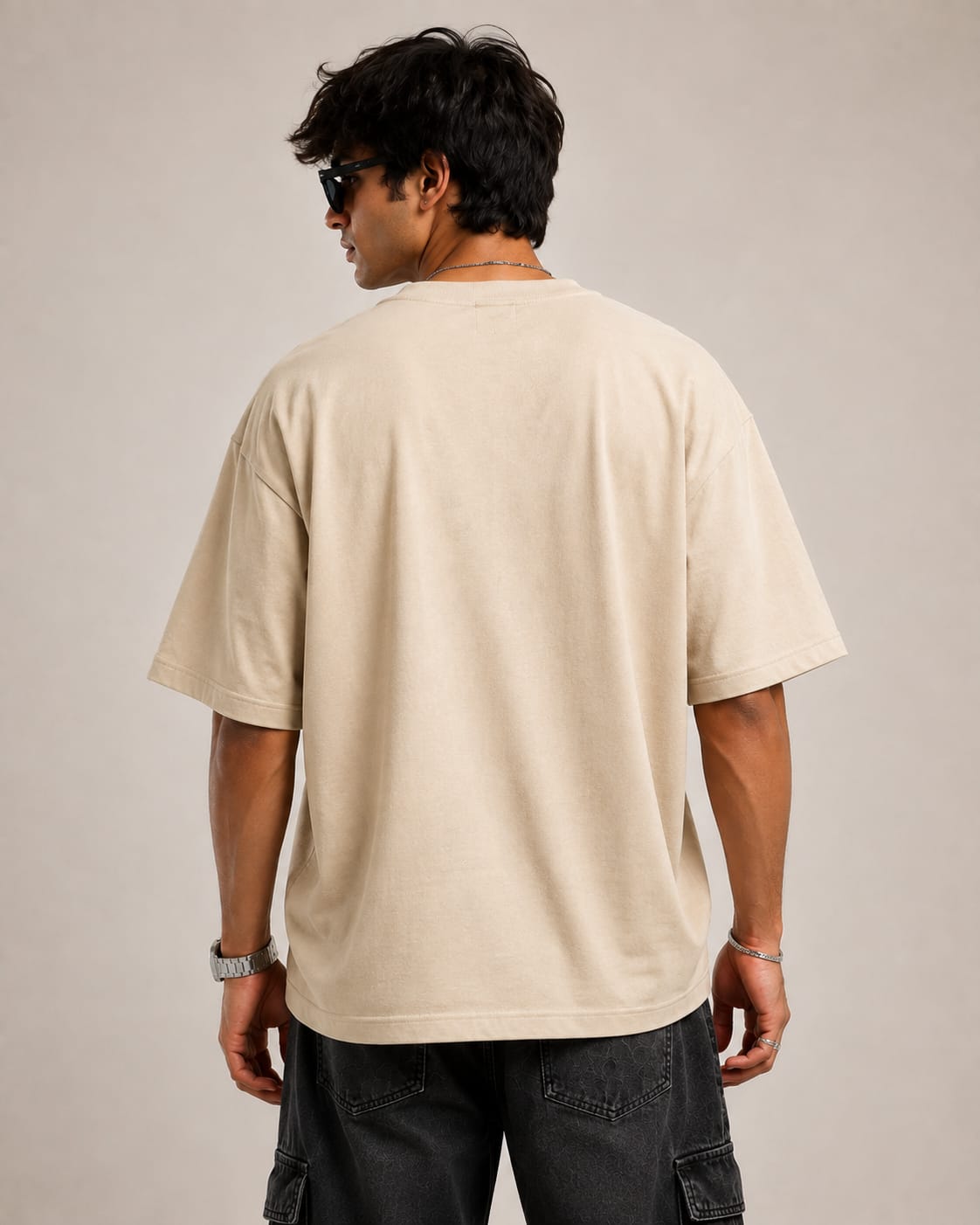 "CERTIFIED HATER'' Graphic Oversized T-Shirt  — Beige 2