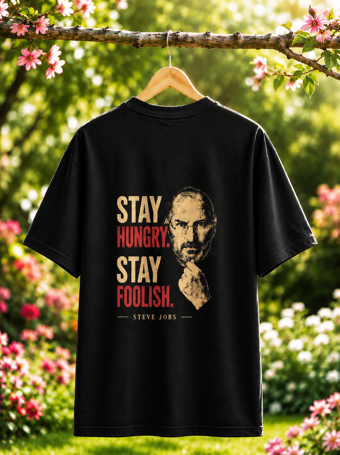 Stay Hungry. Stay Foolish. — Motivational T-Shirt — Black 5