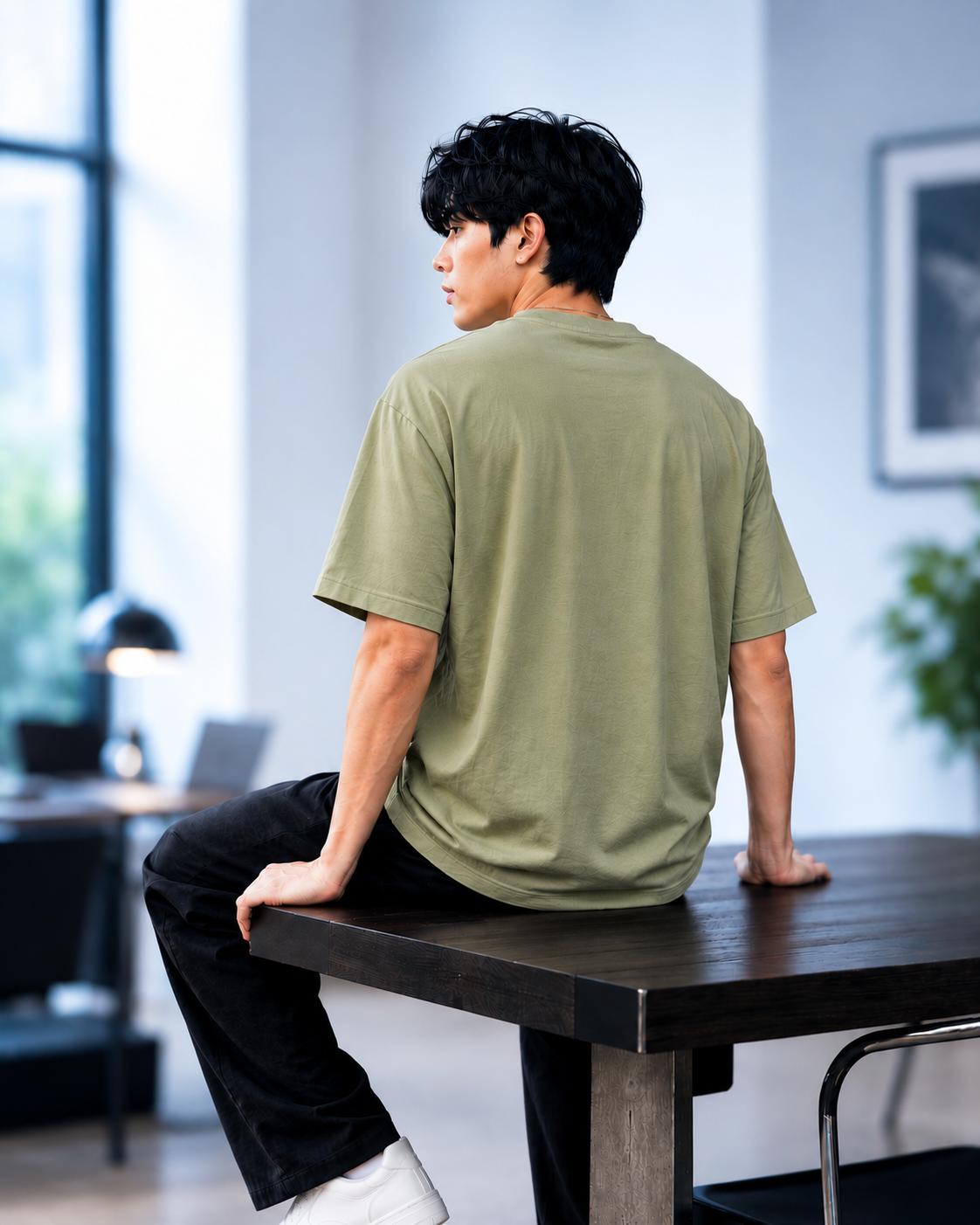 Don't Follow me oversized t shirt | Pimbl Styles  — Avocado Green 2