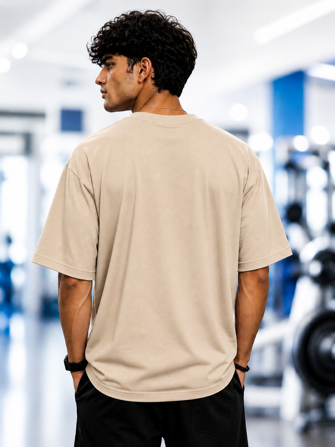 Aura Never Lies Oversized Graphic T-Shirt – Premium Cotton Men — Beige 2