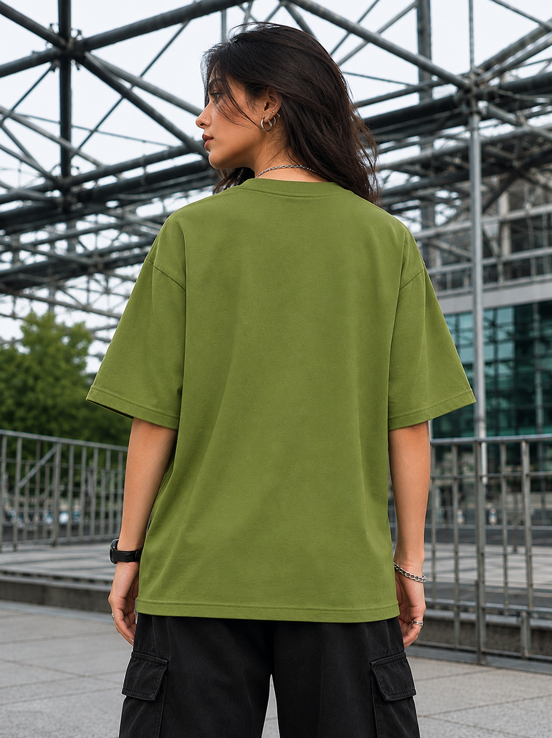 "SAMURAI DRAGON" Mighty Dragon Graphic Oversized T-Shirt  — Avocado Green 4
