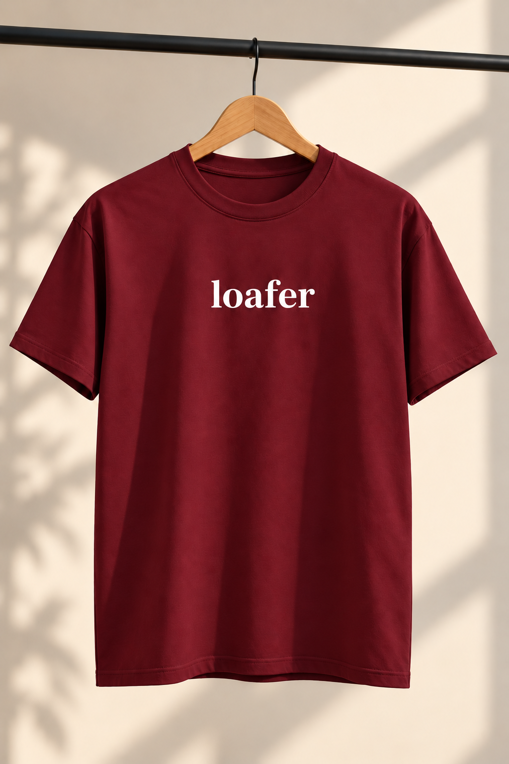 "Loafer" Minimalist Serif Regular Fit T-Shirt — Maroon