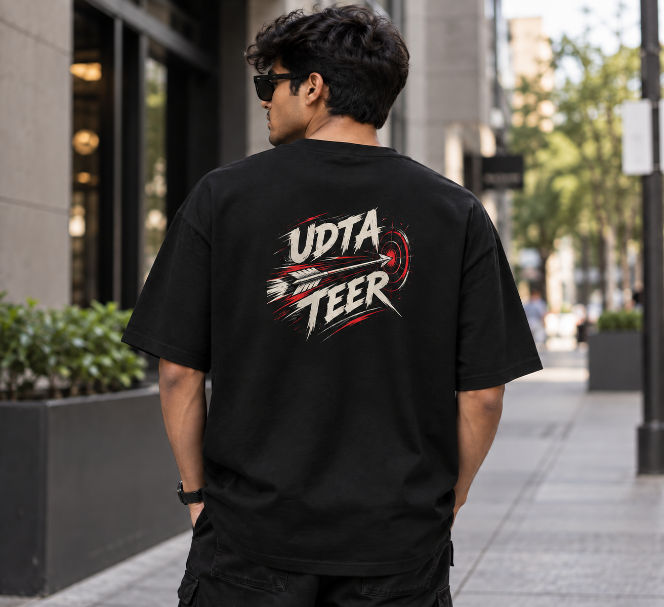 “UDTA TEER” TYPOGRAPHIC OVERSIZED T-SHIRT  — Black 3