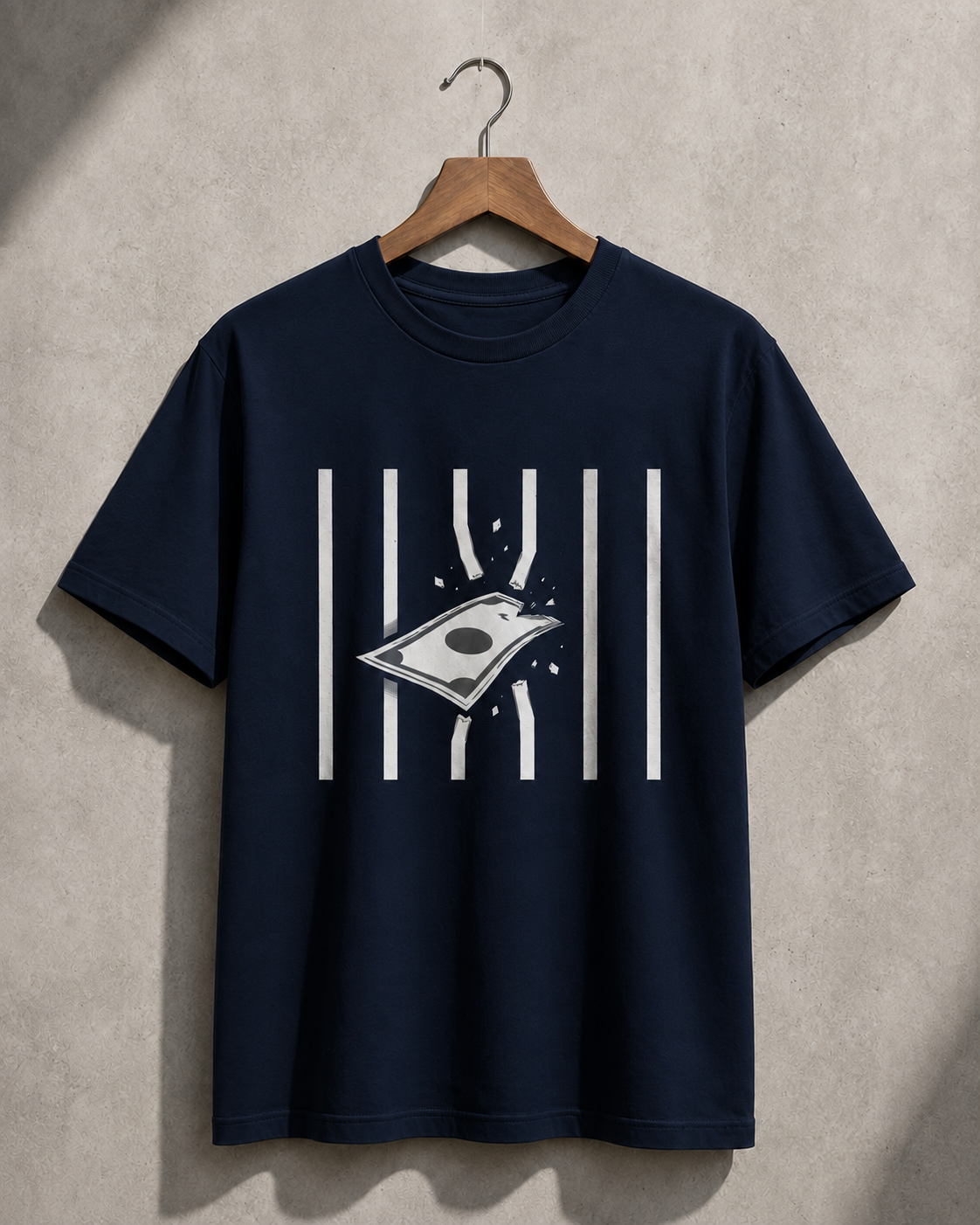 "Break Free Money" Graphic Regular Fit T-Shirt — Navy Blue 5