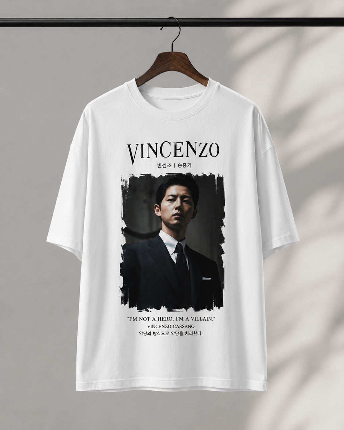 "Vincenzo: Villain's Justice" K-Drama Graphic Oversized T-Shirt — White 4