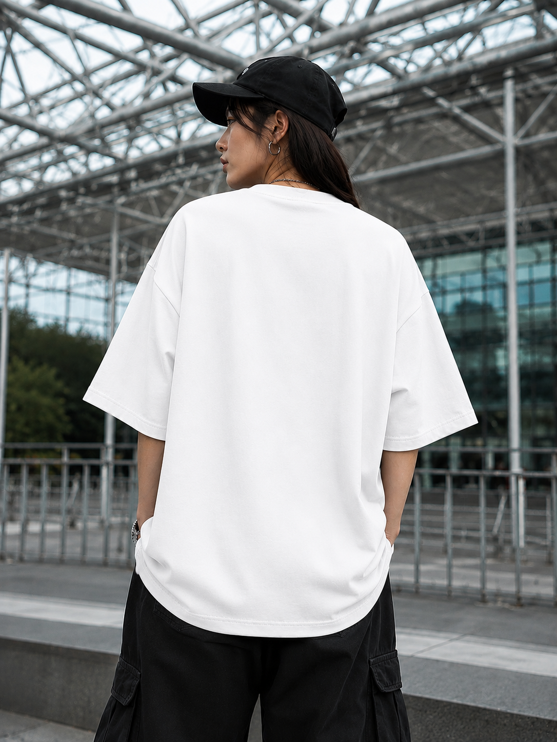 "SAMURAI DRAGON" Mighty Dragon Graphic Oversized T-Shirt  — White 4
