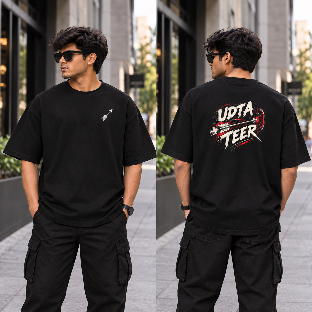 “UDTA TEER” TYPOGRAPHIC OVERSIZED T-SHIRT  — Black 5