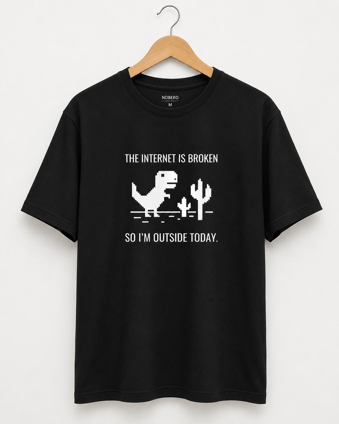 "THE INTERNET IS BROKEN SO I'M OUTSIDE TODAY" Gralphic Regular Fit T-Shirt — Black 4
