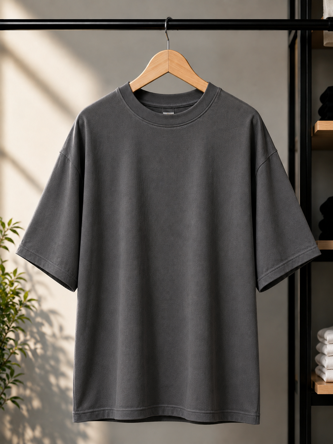 Classic Essential Plain Oversized T-Shirt — Smokey Grey 3