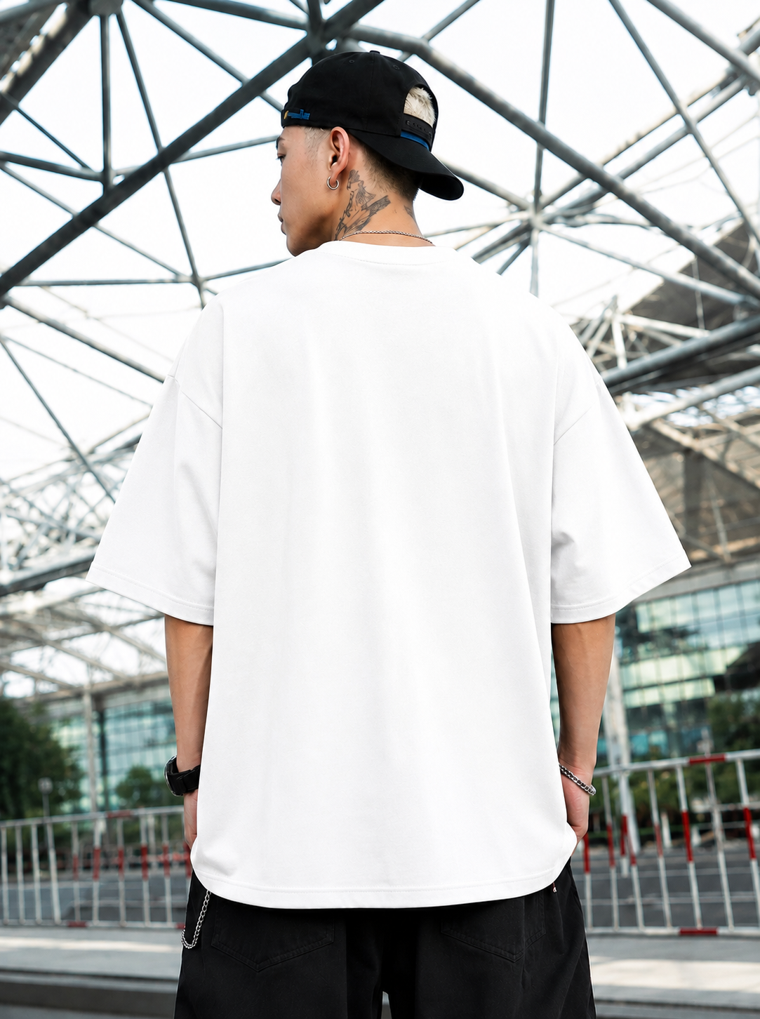 "SAMURAI DRAGON" Mighty Dragon Graphic Oversized T-Shirt  — White 2
