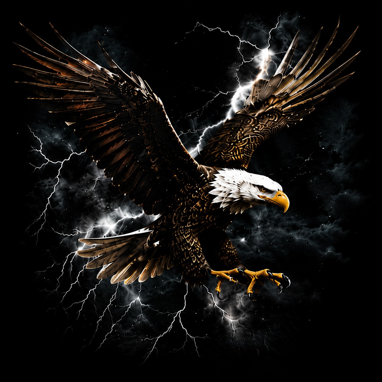 Thunder Eagle Graphic Oversized T-Shirt — Black 6