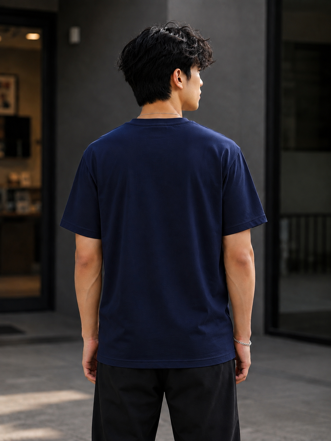 "Luffy Straw Hat" Anime Graphic Regular Fit T-Shirt — Navy Blue 2