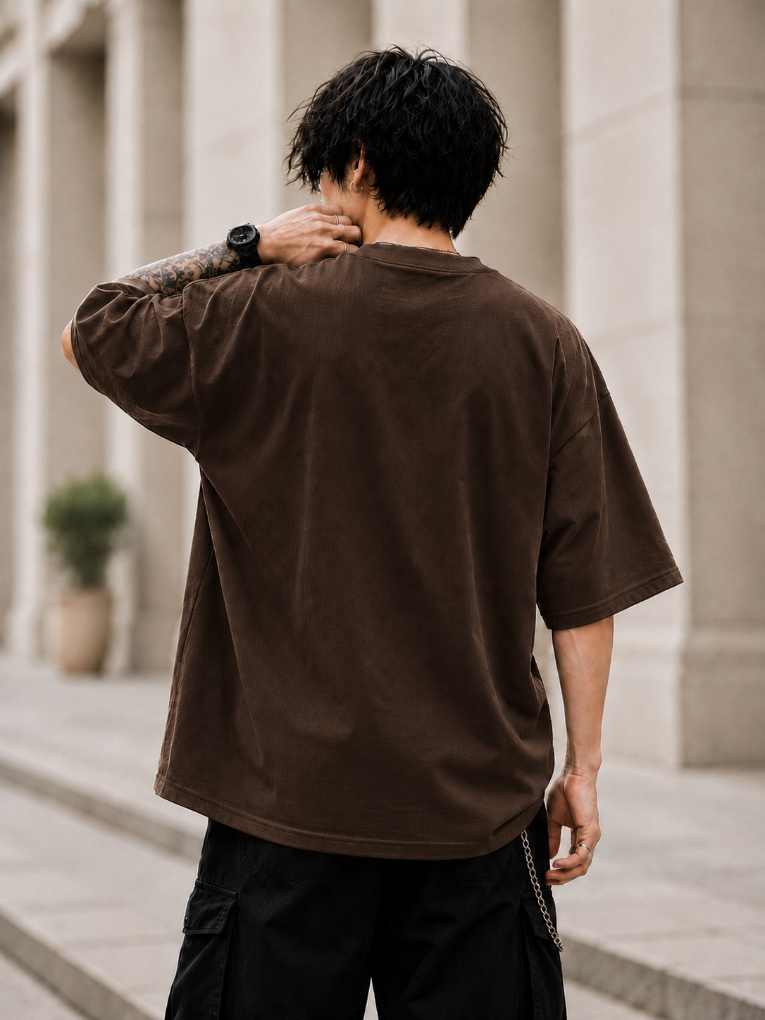 "Fire Fist Ace Jolly Roger" Graphic Oversized T-Shirt — Brown 2