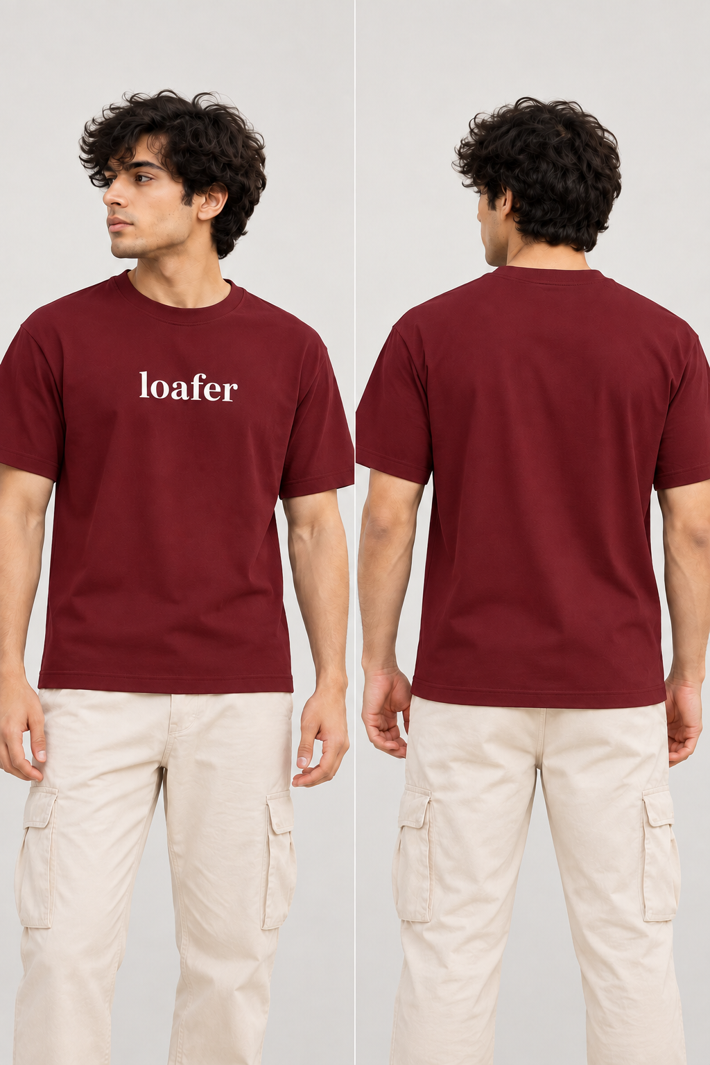 "Loafer" Minimalist Serif Regular Fit T-Shirt — Maroon 3