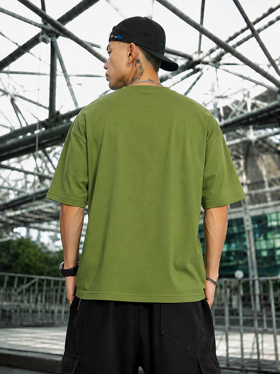 "SAMURAI DRAGON" Mighty Dragon Graphic Oversized T-Shirt  — Avocado Green 2