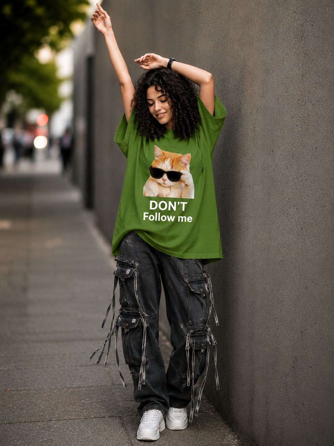 Don't Follow me oversized t shirt | Pimbl Styles  — Avocado Green