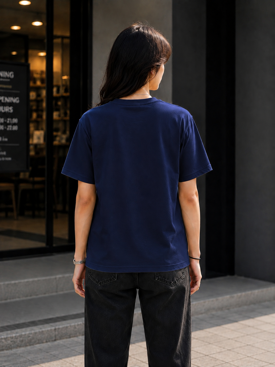 "Luffy Straw Hat" Anime Graphic Regular Fit T-Shirt — Navy Blue 4