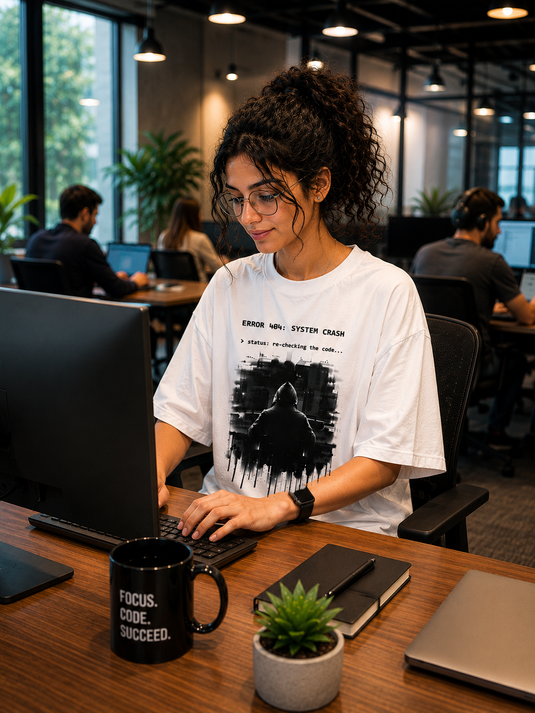 ERROR 404: SYSTEM CRASH Oversized Graphic T-Shirt  — White 3