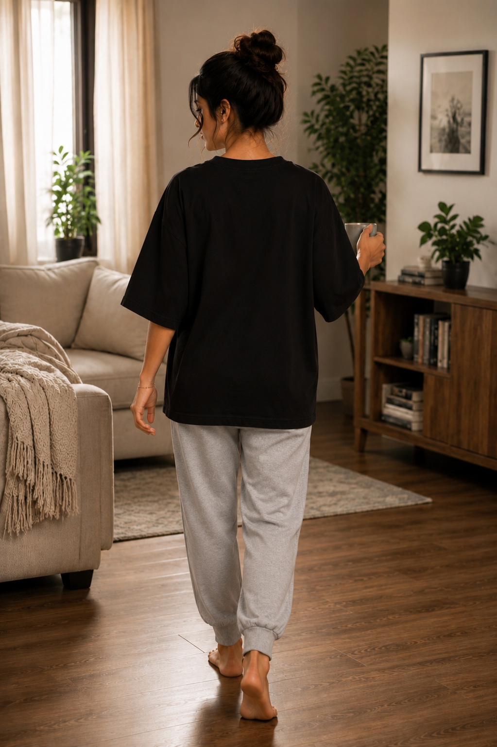 Peace Begins at Home Relaxed Fit Oversized T-Shirt — Black 2