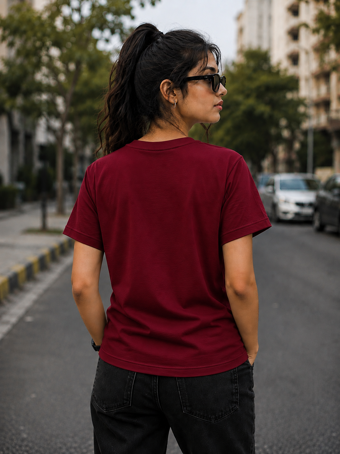 "Angry Bird" Graphic Regular Fit T-Shirt — Maroon 2