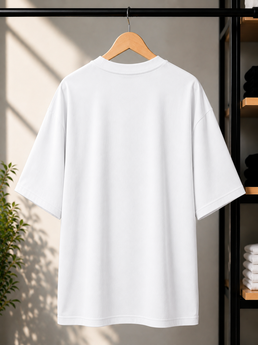 Classic Essential Plain Oversized T-Shirt — White 4