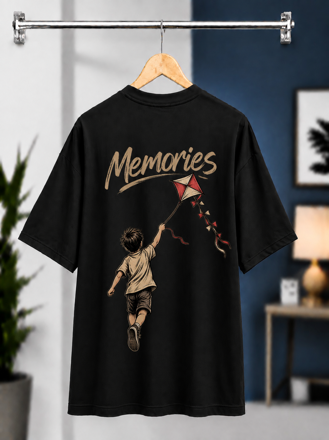 Kite Memories – Childhood Nostalgia regular fit t shirt for man and woman — Black 1