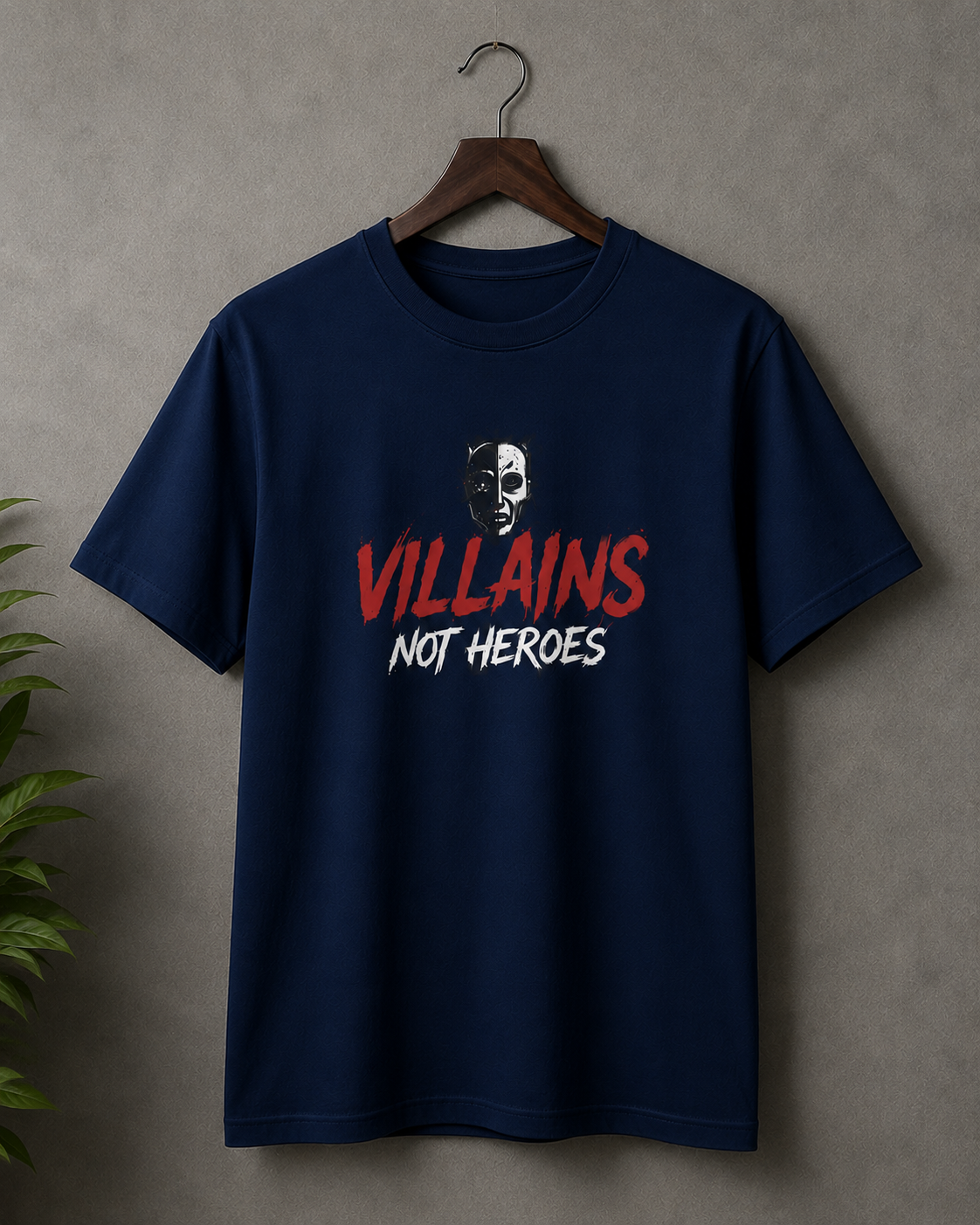"Villains Not Heroes" Graphic Regular Fit T-Shirt — Navy Blue 5