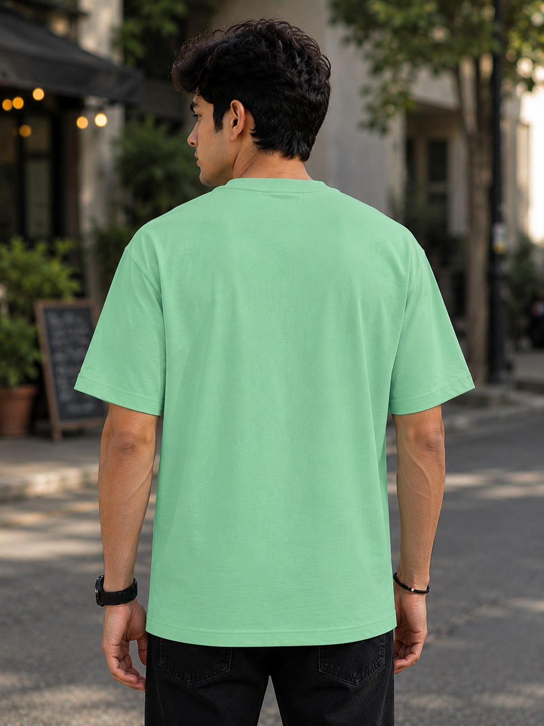 "Classic Retro Scooter" Graphic Oversized T-Shirt — Sea-Green 2