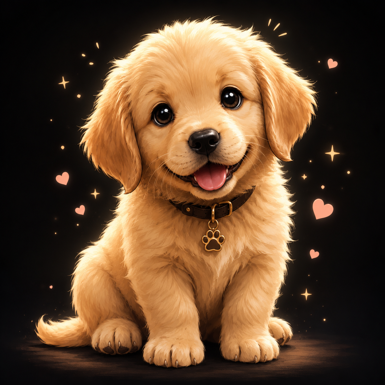 Cute Golden Retriever Puppy Black T-Shirt | Girl Aesthetic  — Black 5