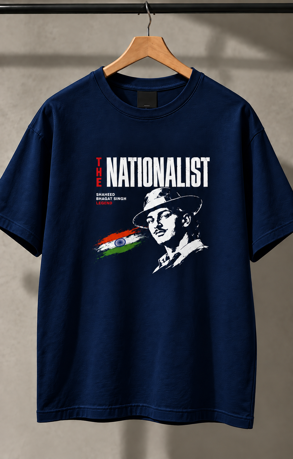 The Nationalist – Shaheed Bhagat Singh Patriotic T-Shirt — Navy Blue