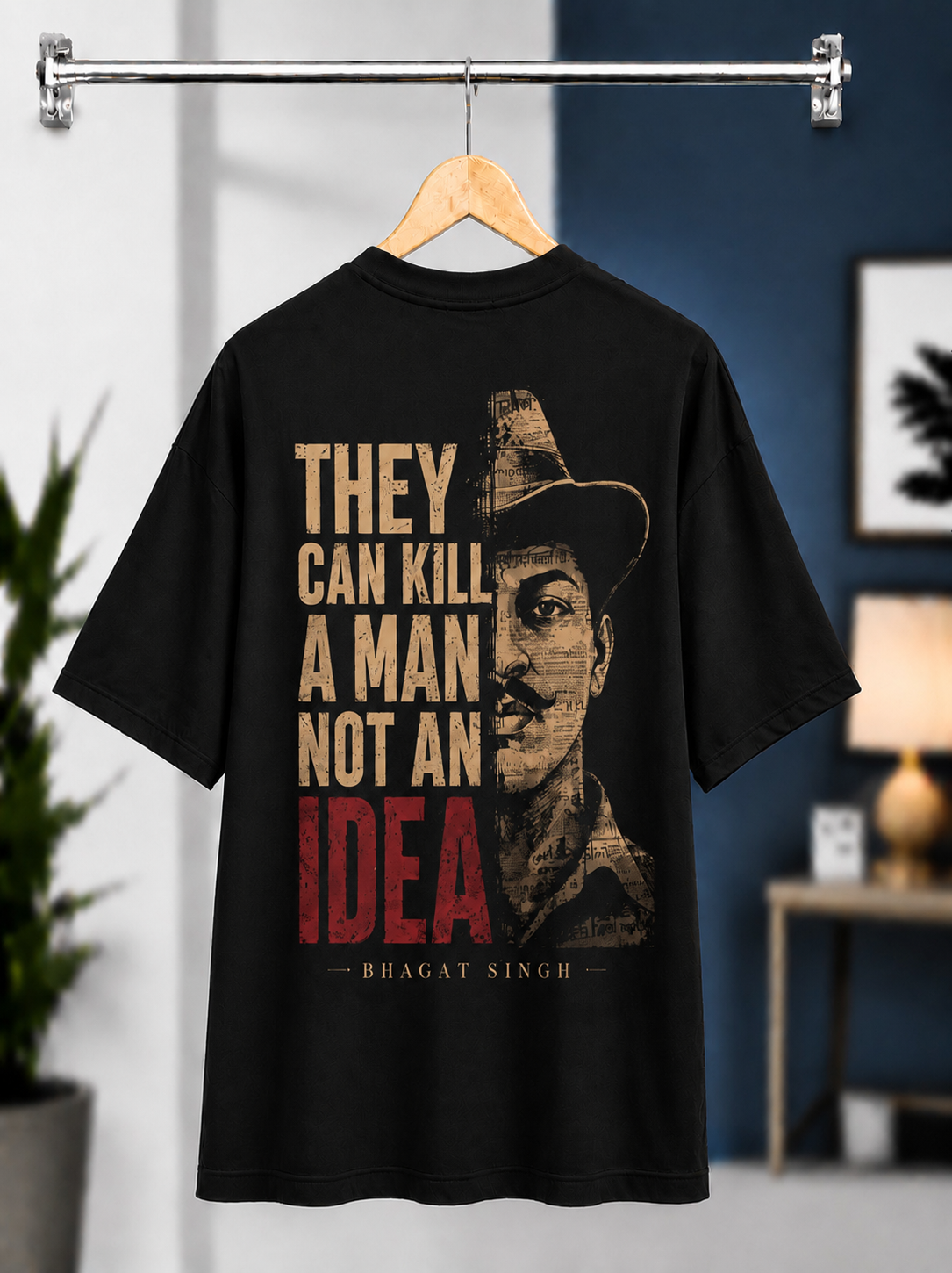 They Can Kill a Man, Not an Idea – Bhagat Singh patriotic T-Shirt — Black 5
