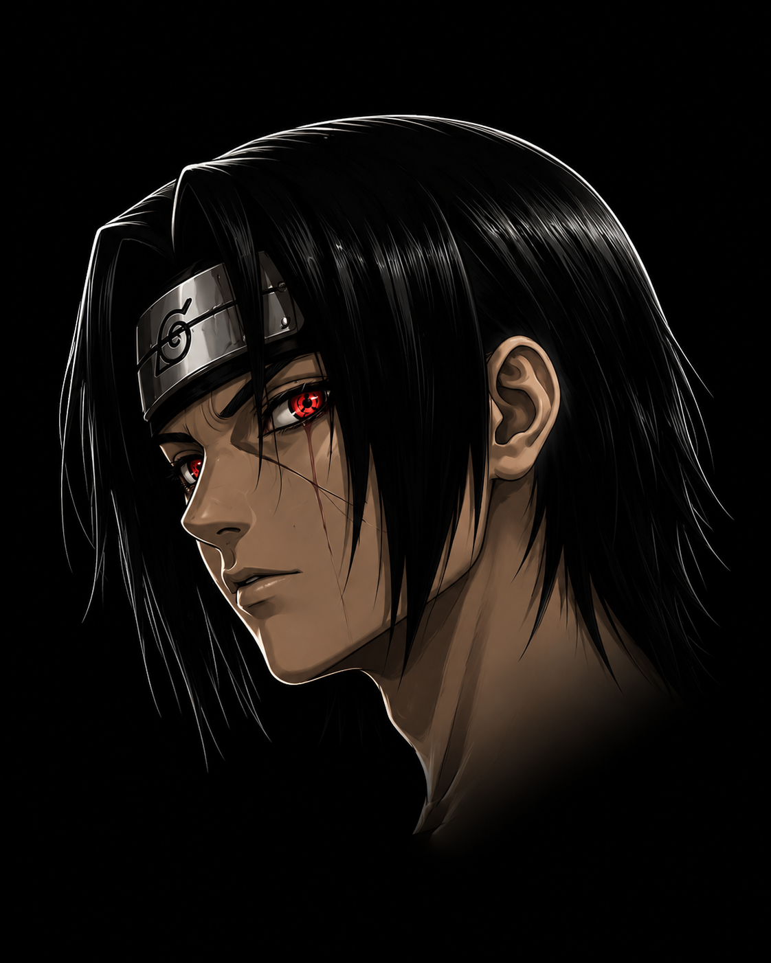 Shadow of the Red Eye – Dark Shinobi Anime T-Shirt — Black 5