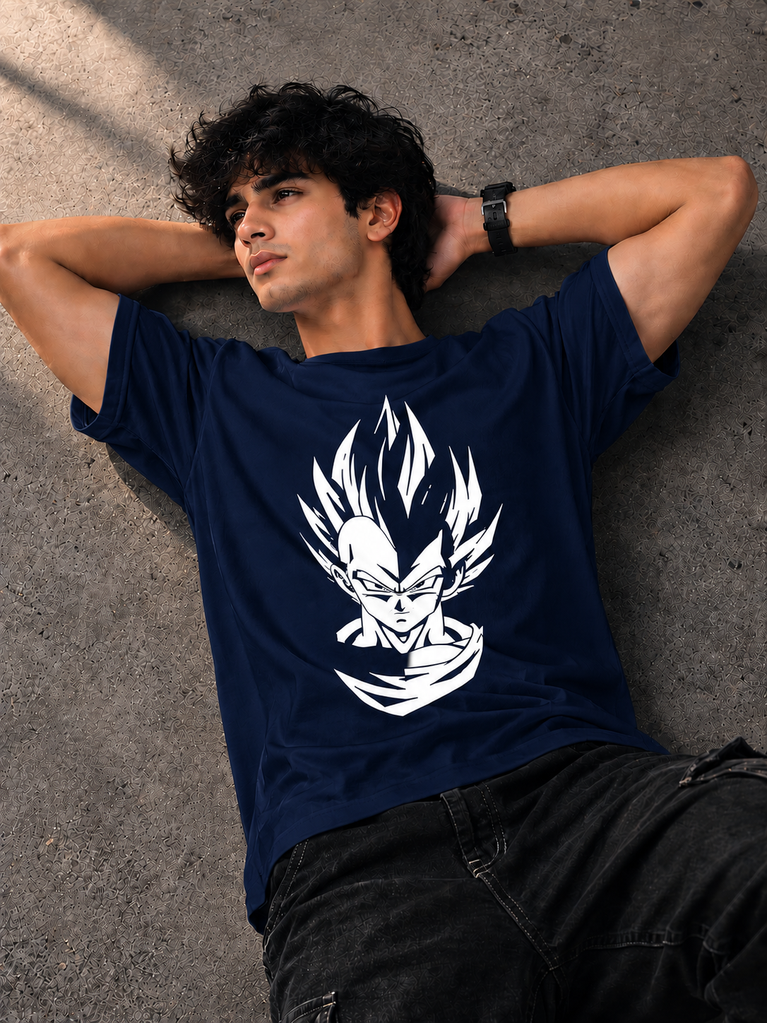 Anime Inspired Graphic T-Shirt — Navy Blue 1