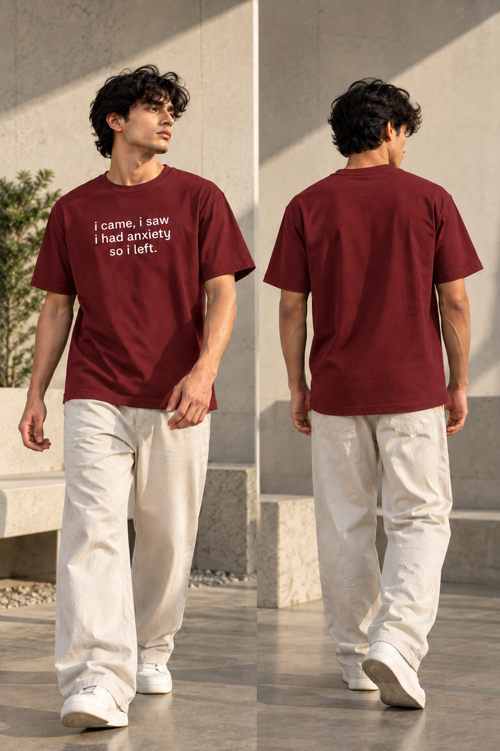 "I Came, I Saw, I Had Anxiety" Sarcastic Quote Regular Fit T-Shirt — Maroon 3