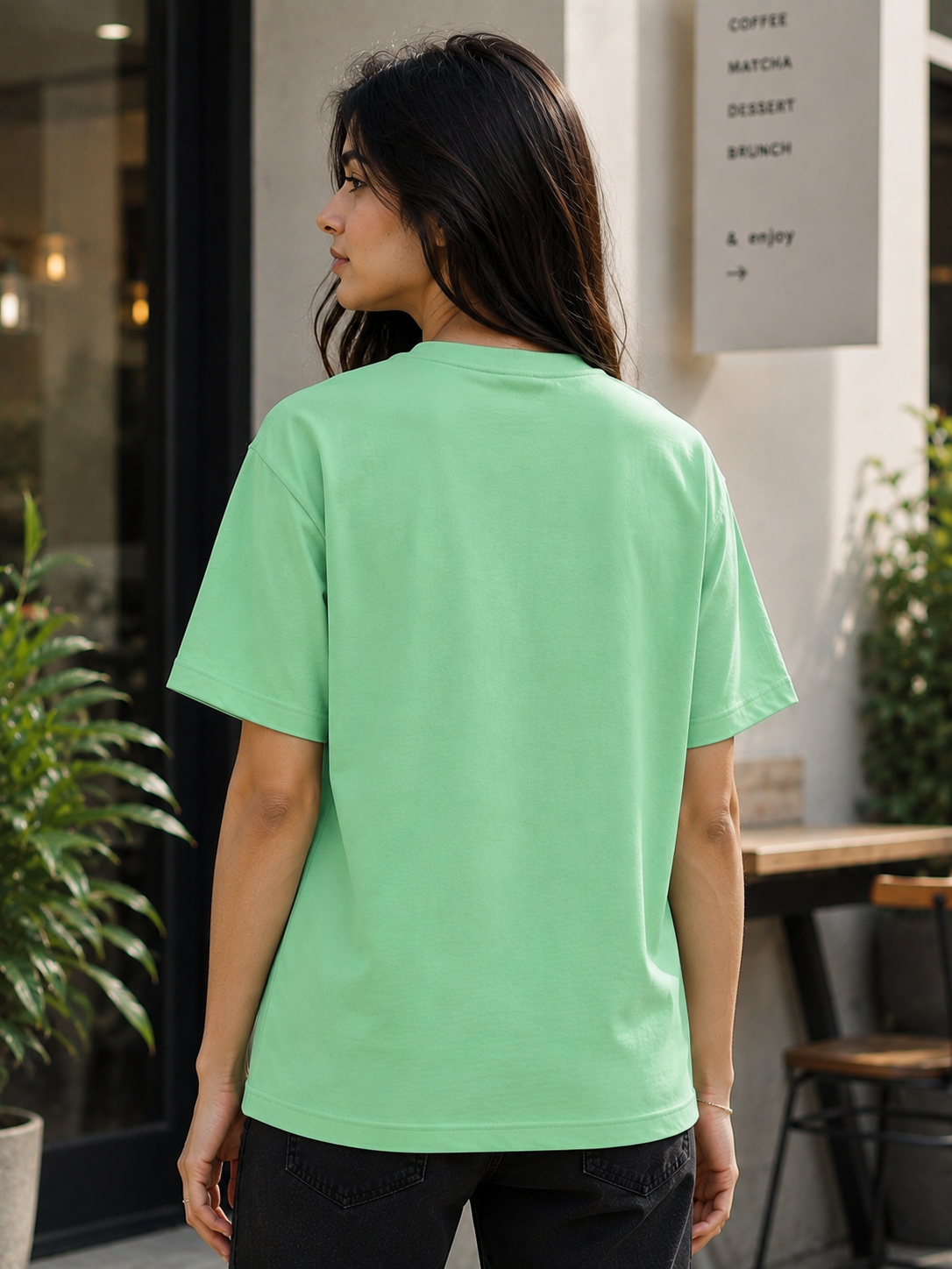 "Classic Retro Scooter" Graphic Oversized T-Shirt — Sea-Green 4