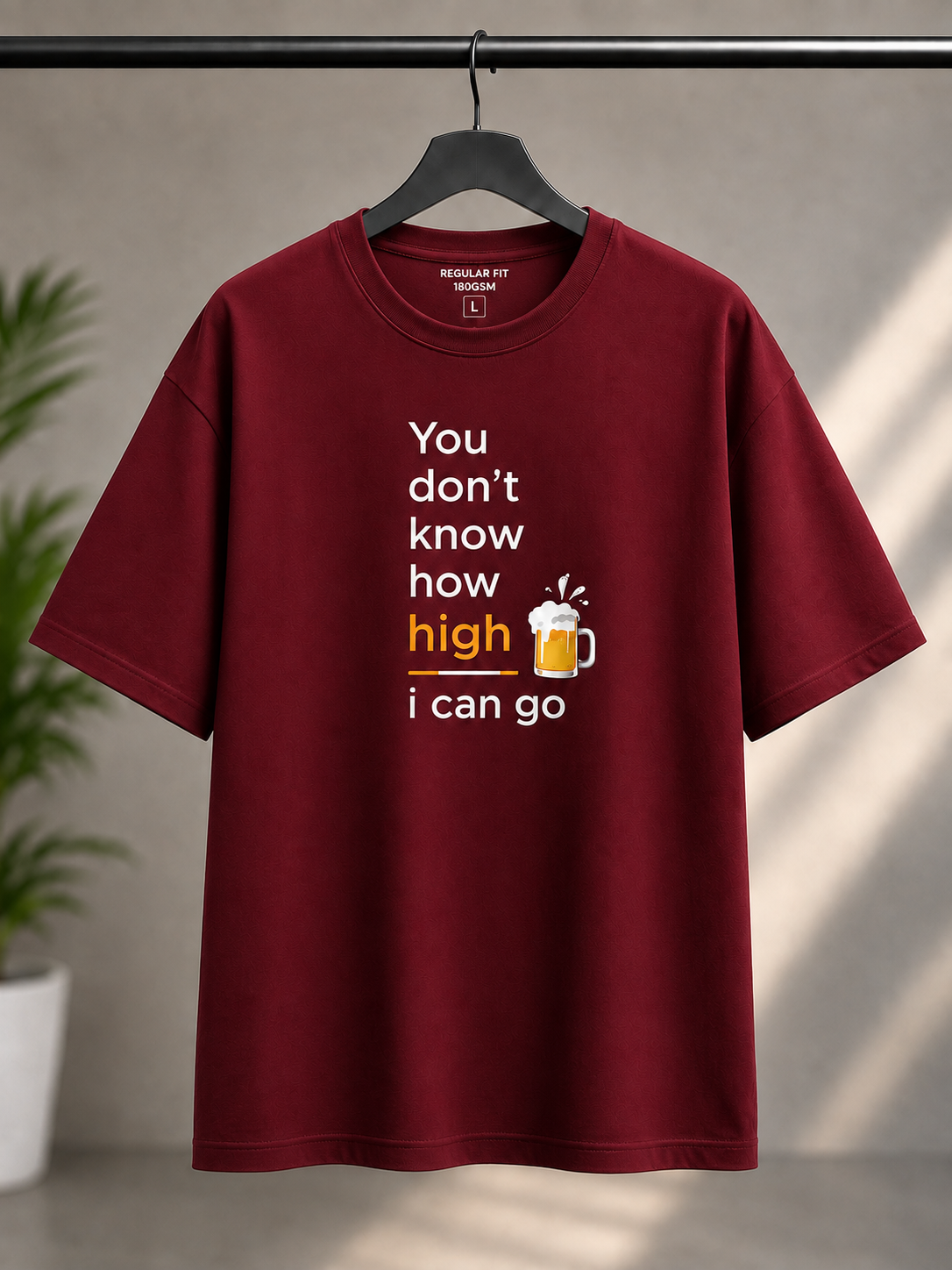 "How High I Can Go" Beer Graphic Regular Fit T-Shirt — Maroon 5