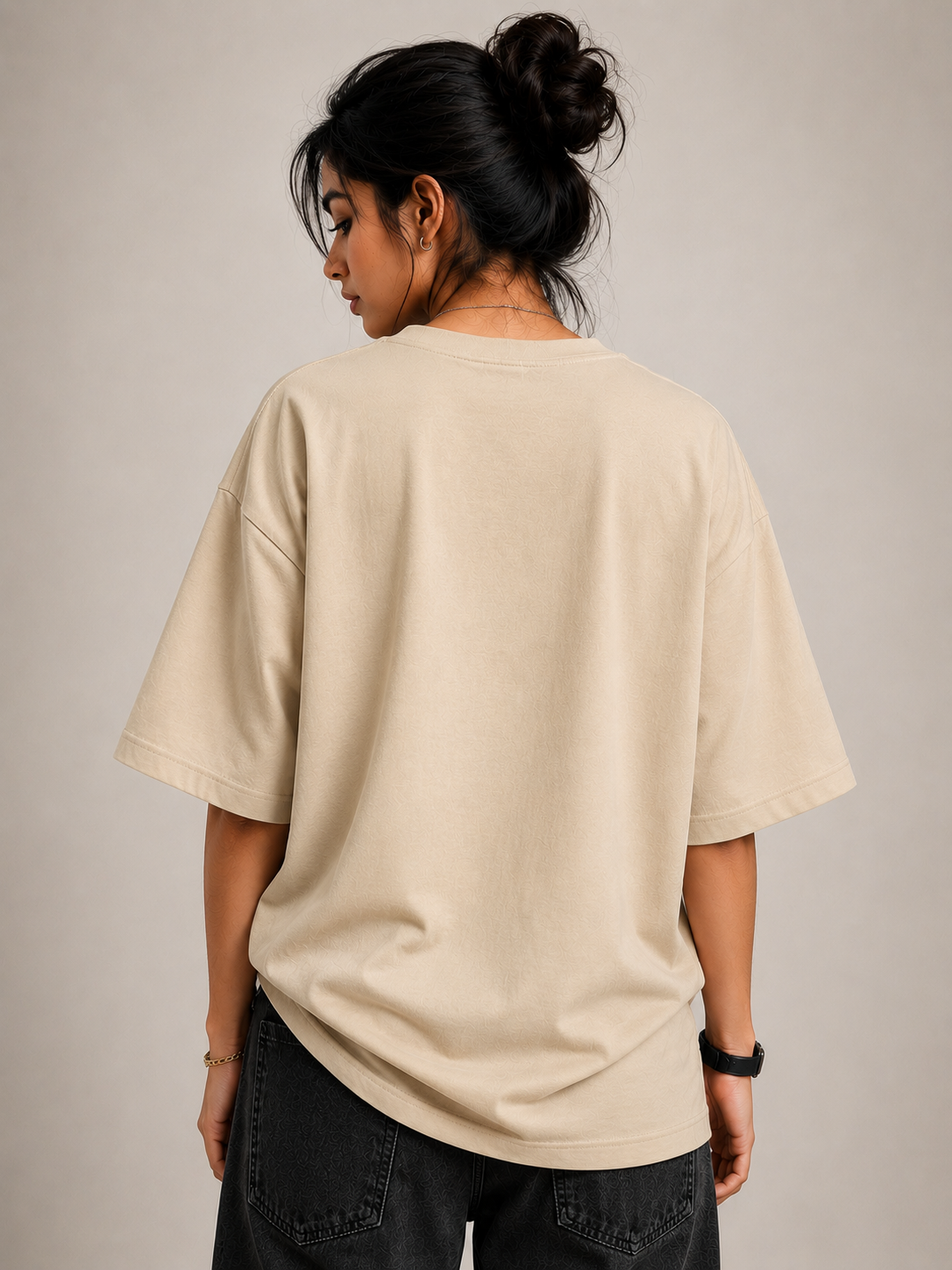 "CERTIFIED HATER'' Graphic Oversized T-Shirt  — Beige 6