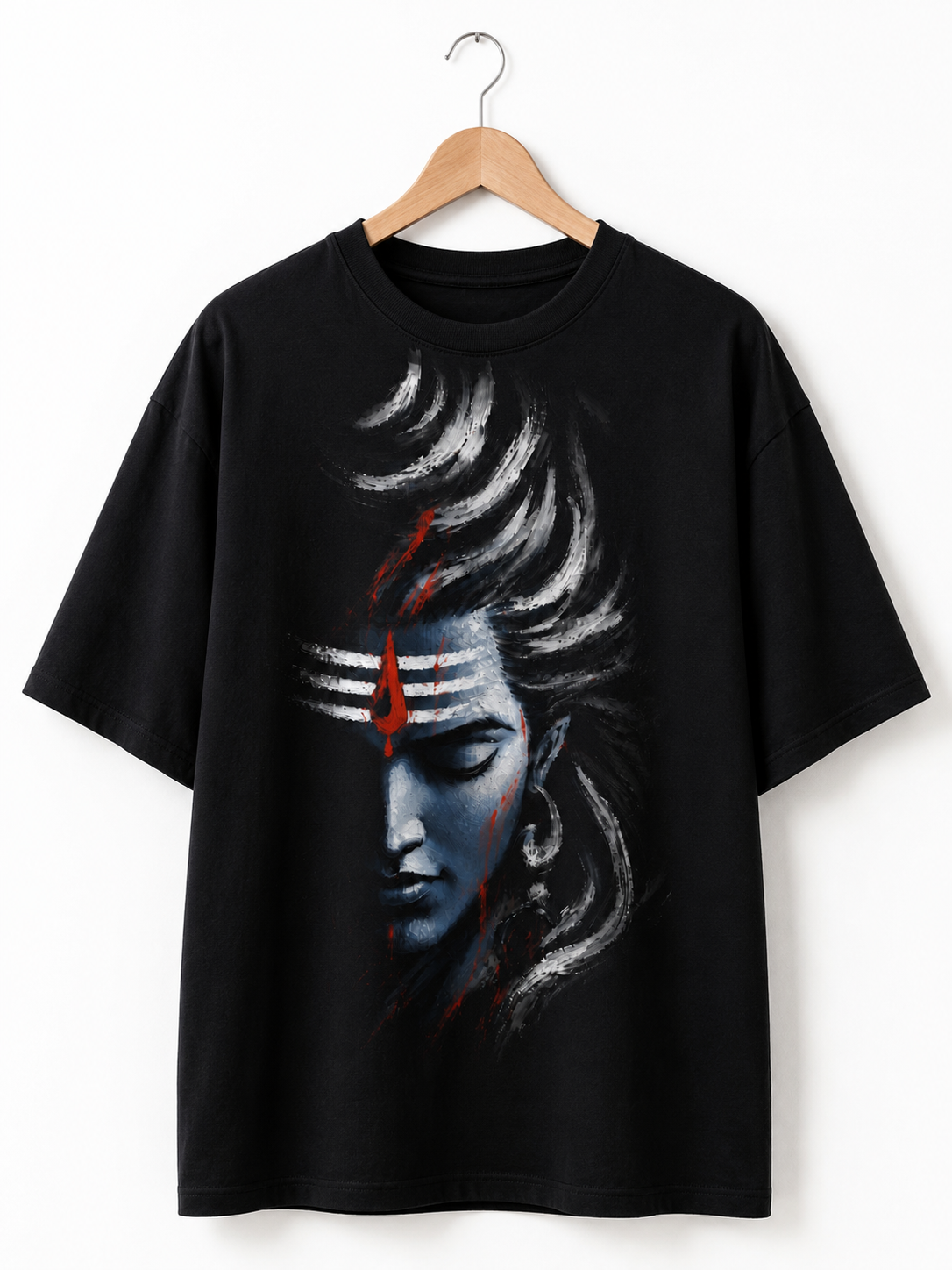 Lord Shiva Artistic Oversized Black T-Shirt for Men | Premium Graphic Streetwear | PIMBL STYLES — Black 6