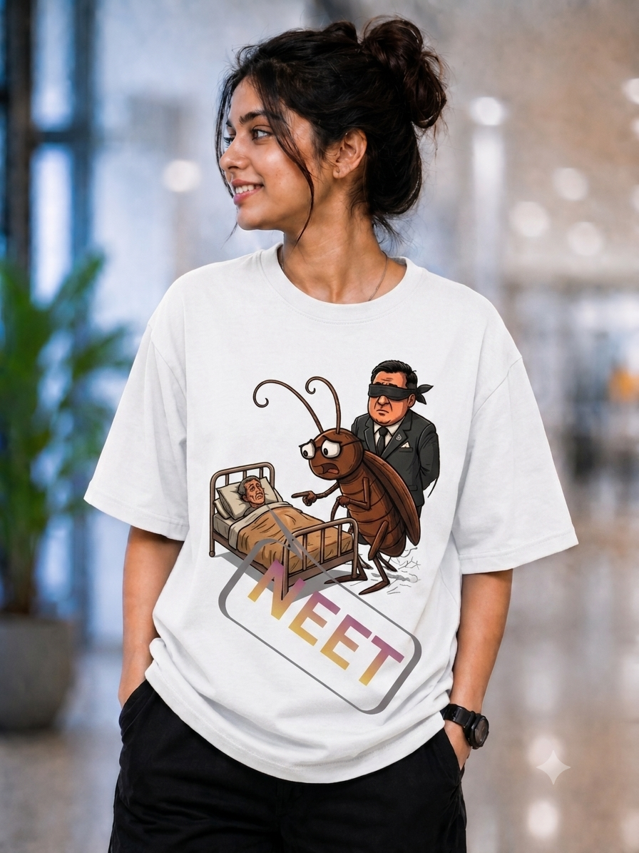 NEET – Still Here, Still Standing Oversized Graphic T-Shirt — White 3