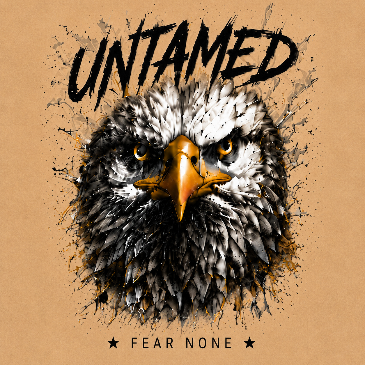 "Untamed: Fear None" Eagle Graphic Oversized T-Shirt — Beige 6