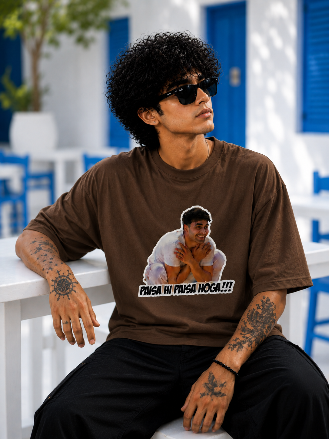 PAISA HI PAISA HOGA!!! Oversized Graphic T-Shirt | Premium Cotton Streetwear — Brown 1