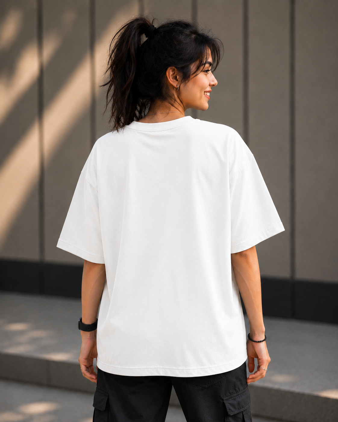 "Right Guy is Gay" Funny Arrow Graphic Oversized T-Shirt — White 4