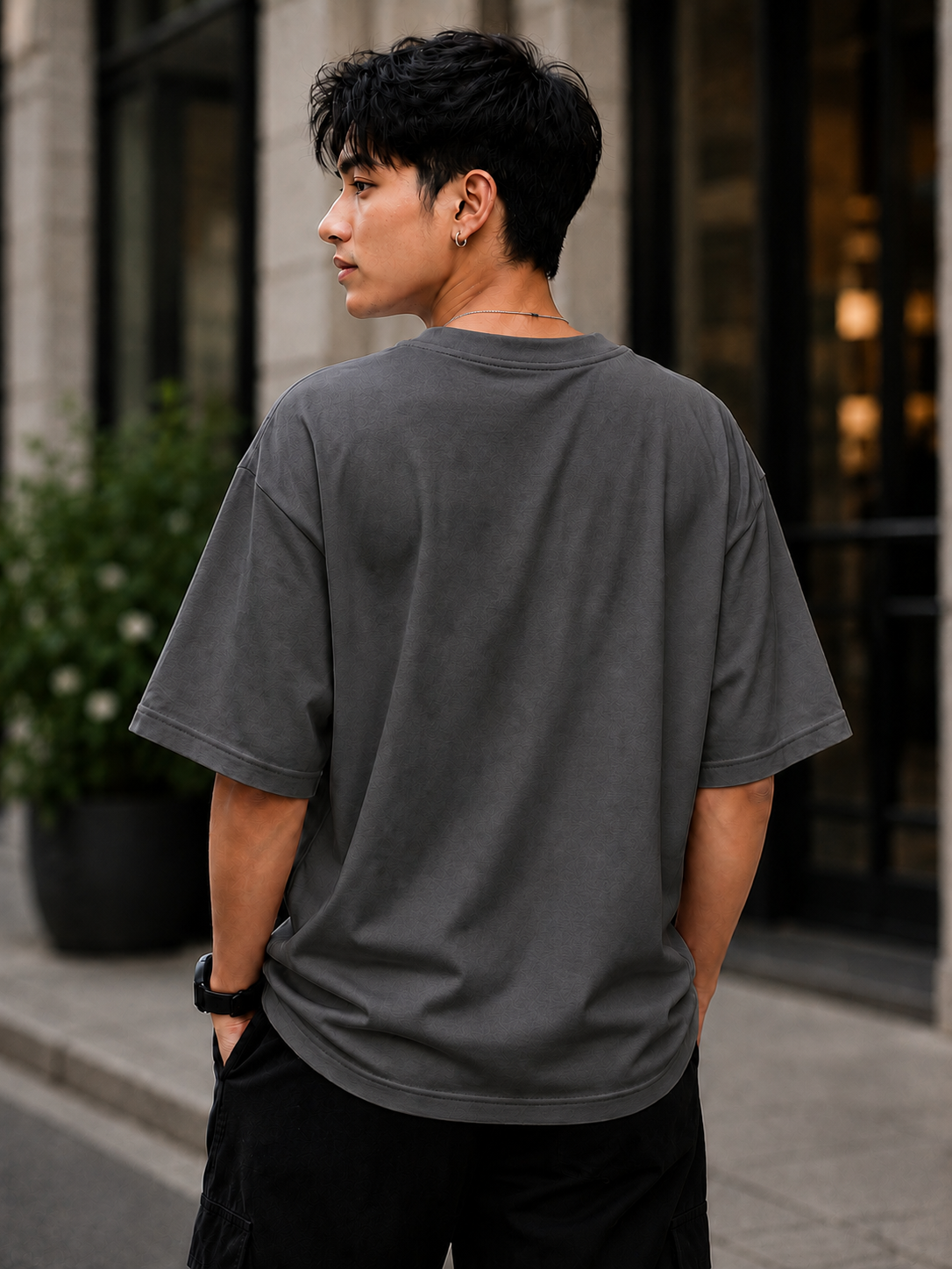 Classic Essential Plain Oversized T-Shirt — Smokey Grey 2