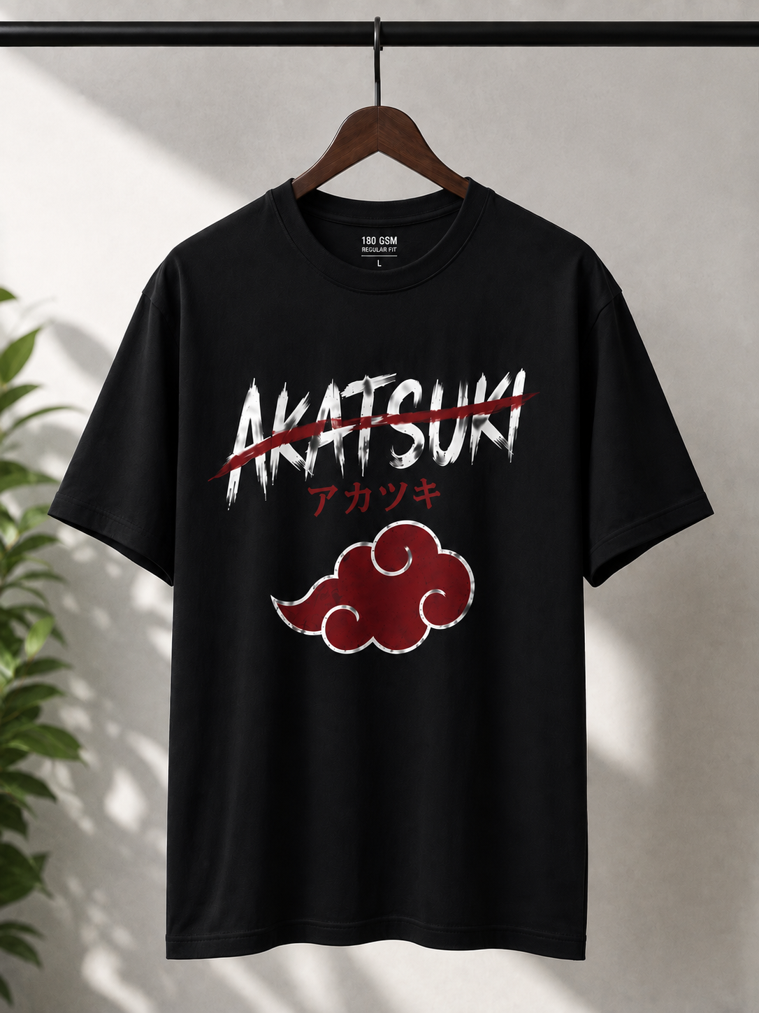 "Akatsuki Red Cloud" Anime Graphic Oversized T-Shirt — Black 5