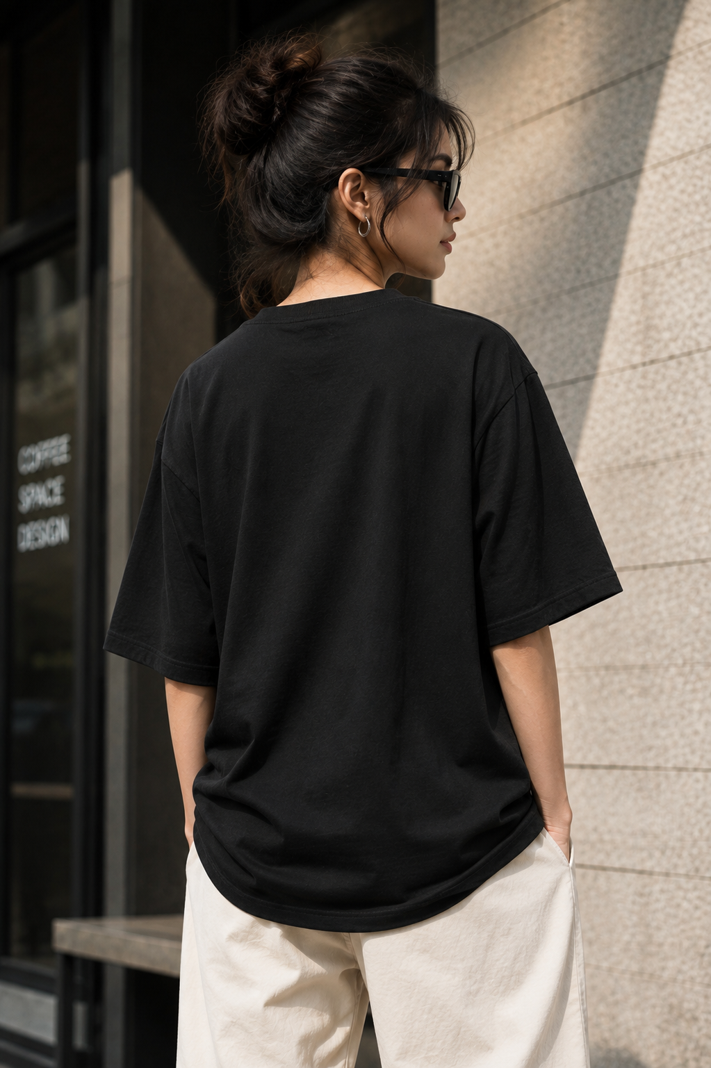 "Premium Vodka Bottle" Graphic Oversized T-Shirt — Black 4