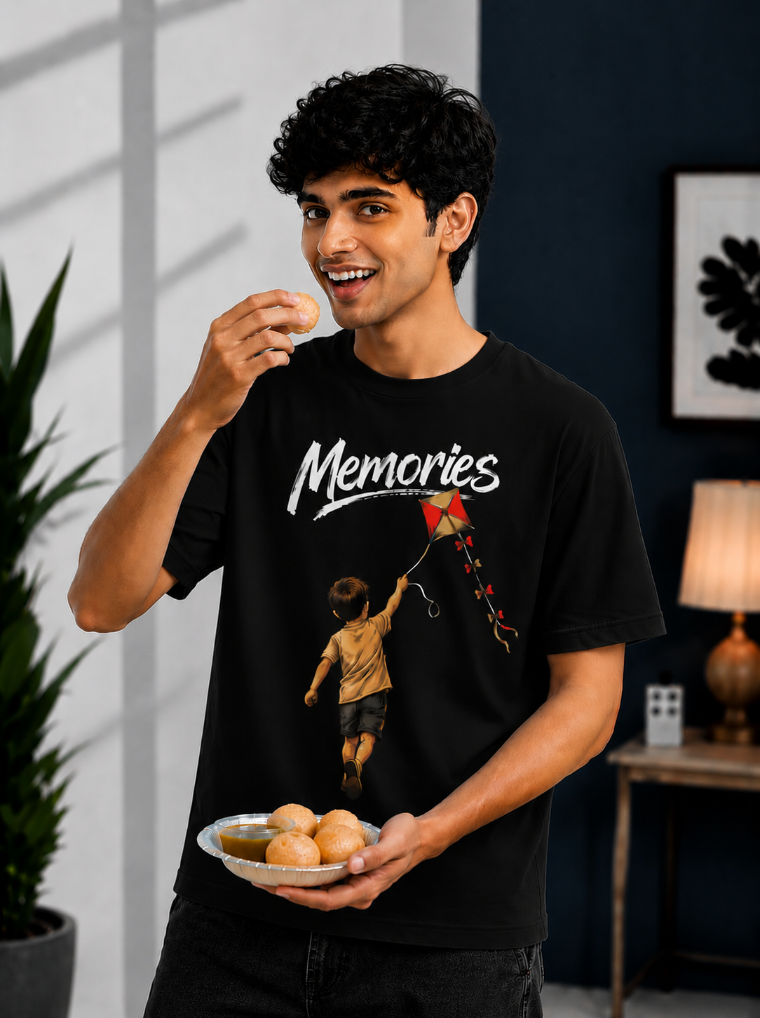 Kite Memories – Childhood Nostalgia regular fit t shirt for man and woman  — Black 3