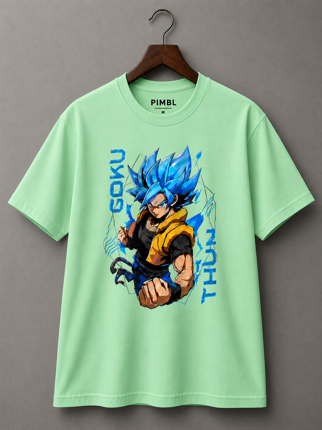 "GOKU THUN" Anime-inspired Graphic Regular T-Shirt  — Sea-Green 4