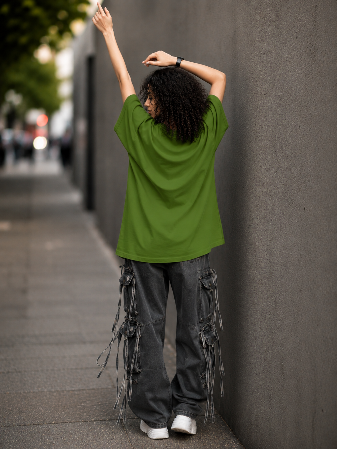 Don't Follow me oversized t shirt | Pimbl Styles  — Avocado Green 2