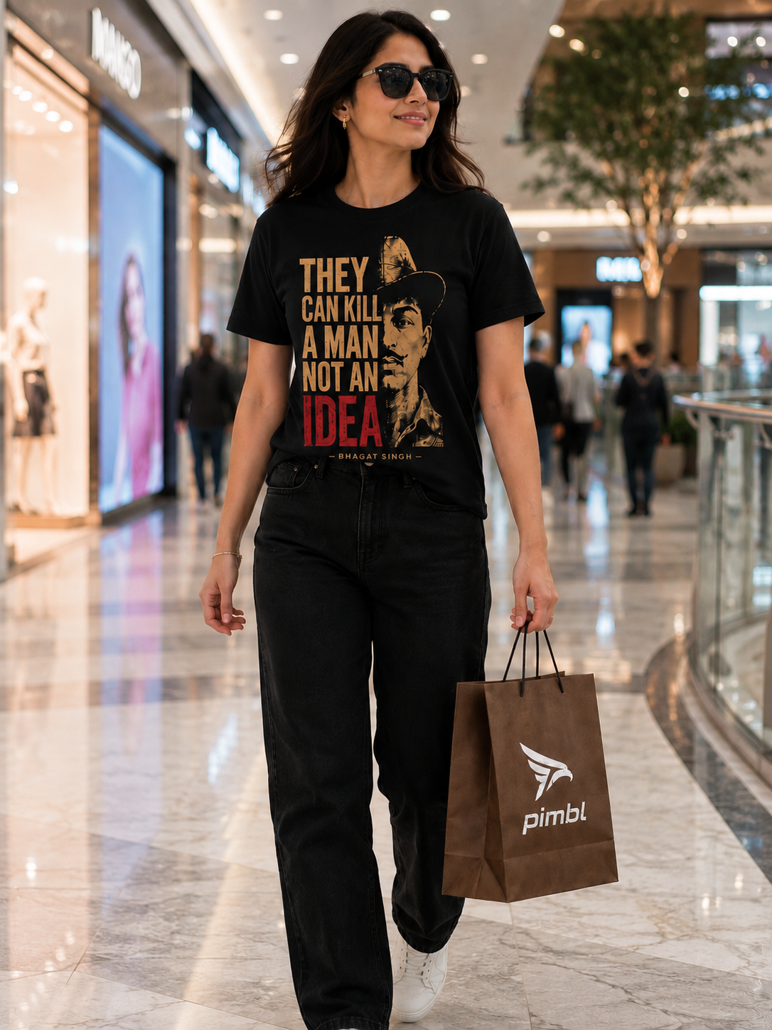 They Can Kill a Man, Not an Idea – Bhagat Singh patriotic T-Shirt — Black 3