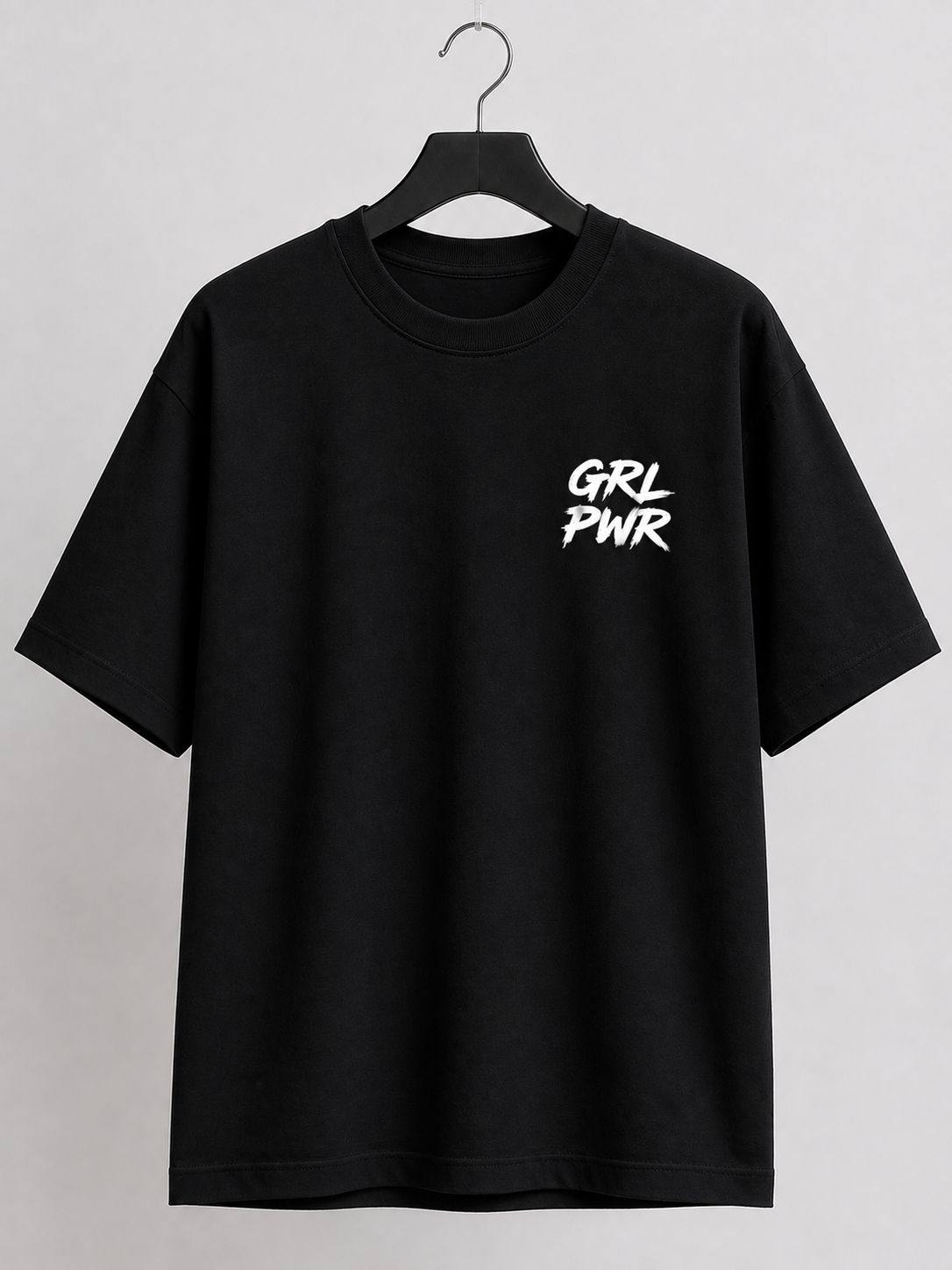 "GRL PWR" Graphic Regular Fit T-Shirt — Black 3